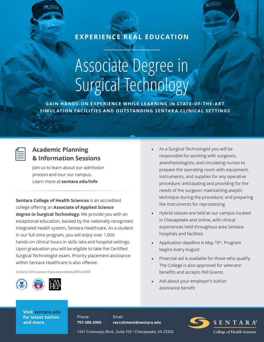 Surgical Technology AAS Programs in VA Sentara College